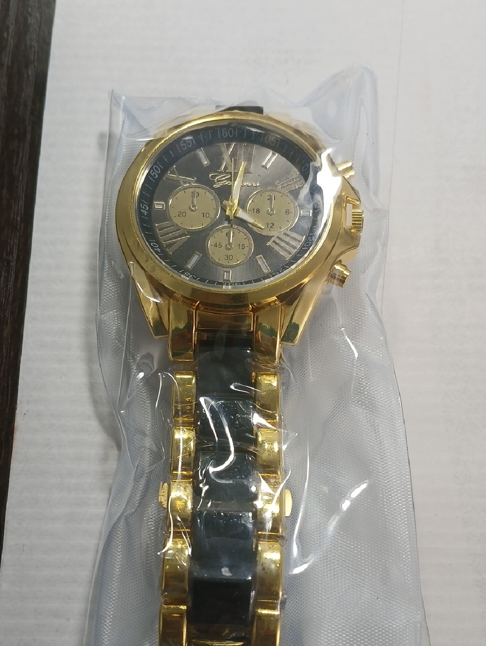 Gold and Black Chronograph Wristwatch